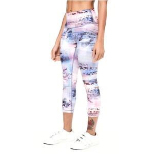 Lululemon Wunder Under Crop High Rise Full On Luxtreme Sunshine Silhouette 6 EUC